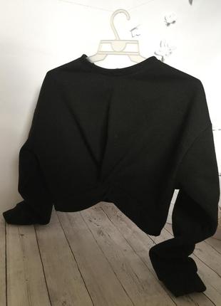 Базова кофта пуловер світшот укорочена толстовка рукави ліхтарики топ завязка вузол короткий3 фото