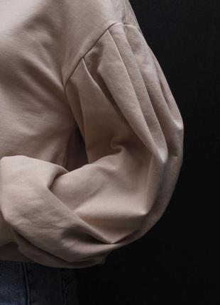 Укороченная кофта джемпер свитшот zara с рукавами фонариками объемными оверсайз прямой2 фото