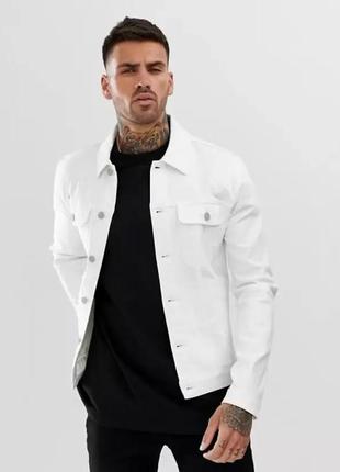 Стильный джинсовый пиджак asos p.xl  цвет: белый