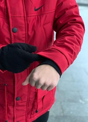 Комплект парка красная найк+штаны president.+барсетка и перчатки в подарок2 фото