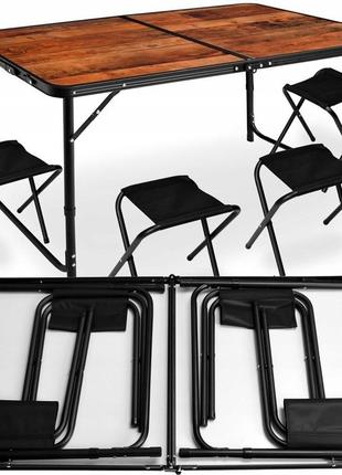 Стол туристический складной со стульями heckermann 120×60 (польша)5 фото