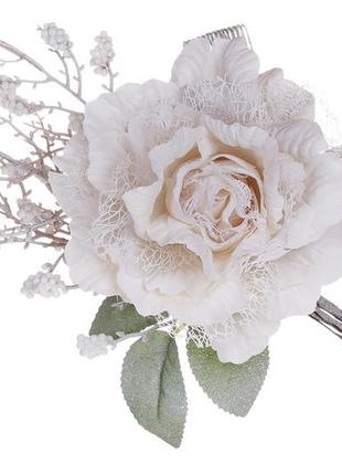 Декоративна штучна квітка троянда, 13*37см, колір - ванільний крем 832-295 - 12 шт упаковка товар від виробника
