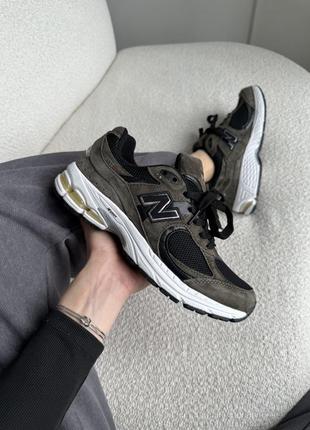 Кроссовки new balance 2002r black/dark dreen