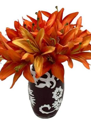 Гілка лілії штучна помаранчева для декору квіти для декорува sale 2023 !
