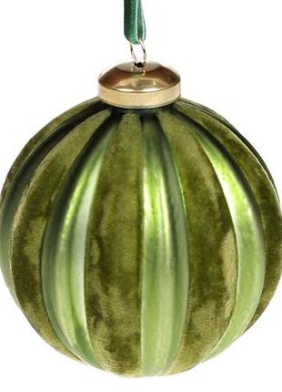Ялинкова куля з матовим та оксамитовим покриттям, 8см, колір - лісовий зелений залишок