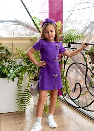 Платье детское, подростковое, с украшением брошь со стразами, нарядное, фиолетовое7 фото