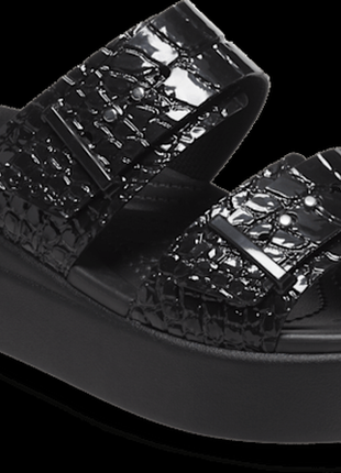 Крокс шльопанці бруклін платформа чорні crocs brooklyn croco shine buckle black7 фото