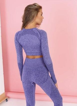 Комплект жіночий спортивний для фітнесу ліловий фіолетовий новий рашгард лосіни2 фото
