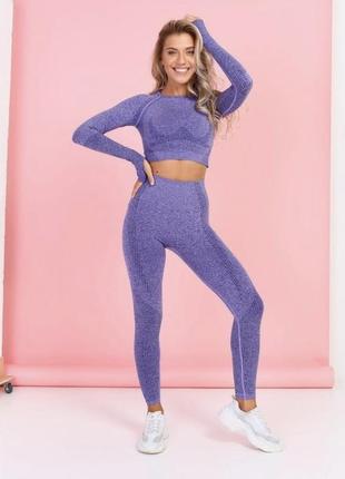Комплект жіночий спортивний для фітнесу ліловий фіолетовий новий рашгард лосіни5 фото