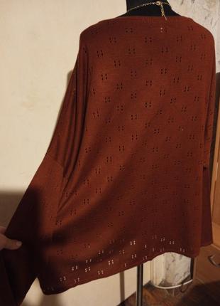 Женственный,терракотовый,лёгкий свитер-джемпер,большого размера,quero,турция3 фото