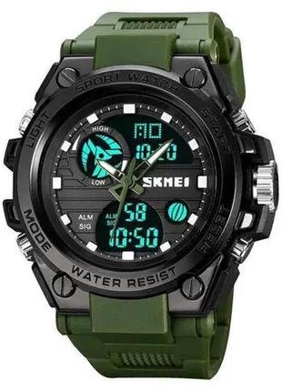 Годинник наручний чоловічий skmei 2031bk black, чоловічий тактичний годинник, протиударний годинник. колір: чорний, зелений2 фото