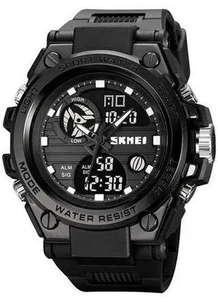 Годинник наручний чоловічий skmei 2031bk black, чоловічий тактичний годинник, протиударний годинник. колір: чорний, зелений1 фото