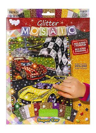 Креативна творчість "glitter mosaic super car" бм-03-02 блискуча мозаїка