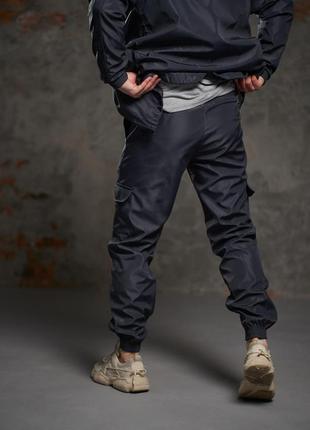 Чоловічі спортивні повсякденні сіро-чорні штани софтшел графіт, висока якість4 фото