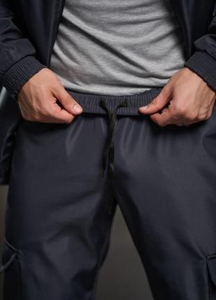 Чоловічі спортивні повсякденні сіро-чорні штани софтшел графіт, висока якість6 фото