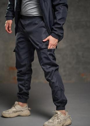Чоловічі спортивні повсякденні сіро-чорні штани софтшел графіт, висока якість2 фото