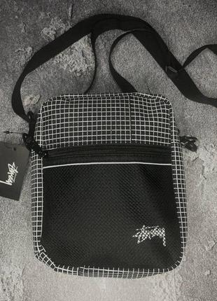 Мессенджер stussy в клетку спортивная сумка6 фото