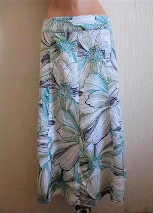 Льняная миди юбка в цветочный принт mia mode8 фото