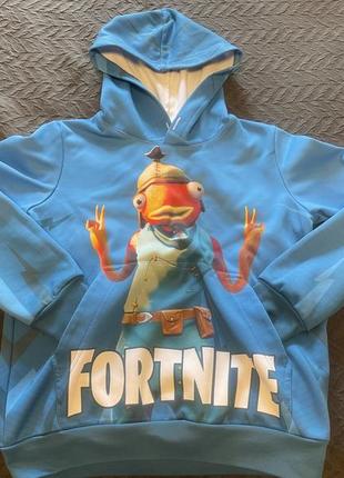 Детская 3d худи fishstick and fortnite logo фортнайт карась2 фото