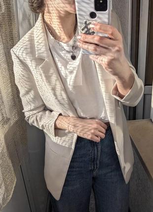 Длинный светлый пиджак h&m