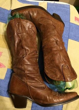 Oasis кожаные ковбойские сапоги коричневые вестерн7 фото
