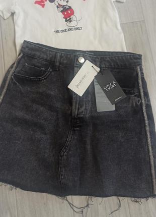 Комплект юбка джинсовая и футболка hm 13-16p.4 фото