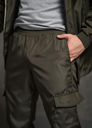 Мужские спортивные повседневные штаны софтшел хаки, высокое качество6 фото