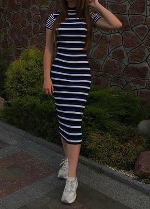 Платье zara в рубчик в полный рост s1 фото