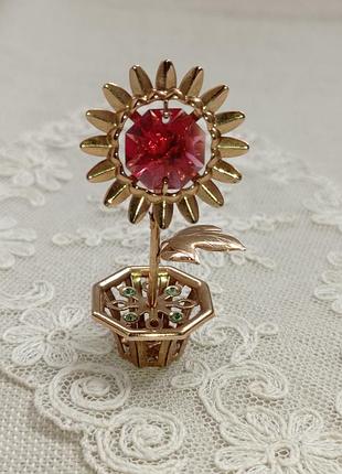 Фигурка " подсолнух" позолота, swarovski