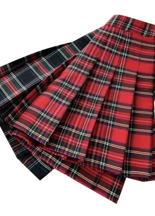 Новая мини юбка в клетку красная черная школьная с шортами1 фото