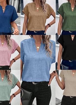 Блуза льон чорний, блакитний, хакі, беж, пудра, джинс, олива 42-44, 46-48, 50-52 54-56