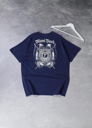 Вінтажна y2k темно-синя мерч футболка miami beach firefighters (пожежники). american vintage nypd lapd police usa орел rock rap merch retro