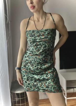 Леопардова сукня комбінація леопардовое платье в бельевом стиле  плаття на брительках сарафан