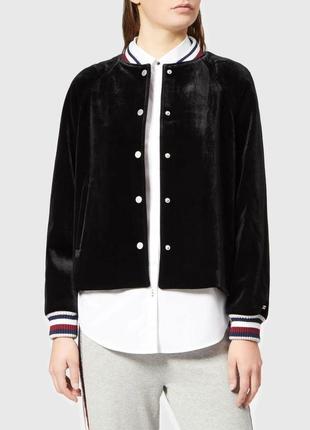 Бархатный велюровый бомбер куртка tommy hilfiger women's icon velvet bomber jacket