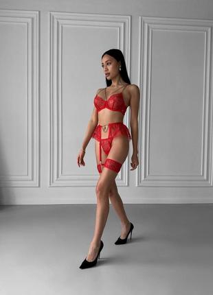 Красива якісна жіноча спідня білизна, комплект жіночої білизни з поясом і гартерами