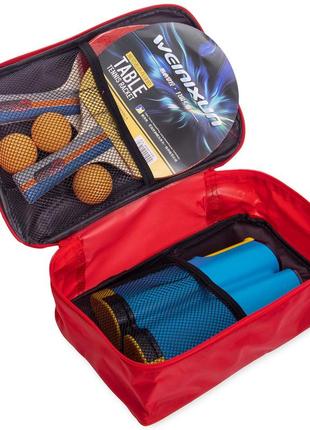 Набор для настольного тенниса weinixun 2 ракетки 3 мяча сетка чехол