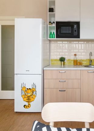 Вінілова кольорова декоративна наклейка самоклейна на двері холодильника "кіт гарфілд" з оракалу