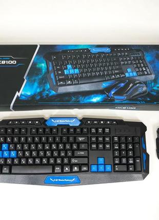Клавиатура с мышкой hk-8100, игровая клавиатура и мышь для пк, беспроводная клавиатура и мышь