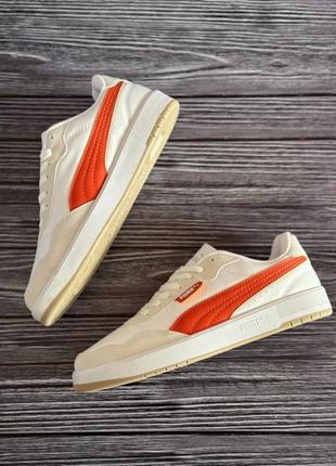 Puma court ultra lite white orange9 фото