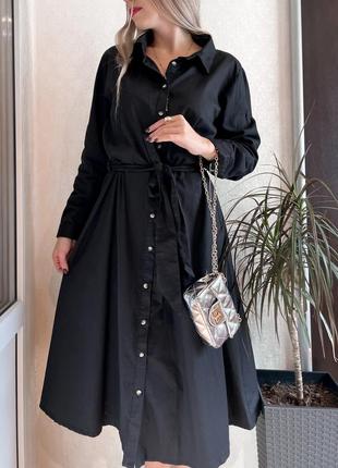 Красивое черное платье миди
