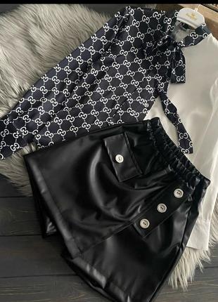 Стильний костюм для дівчинки, спідниця шорти + блузка