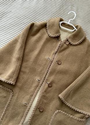 Двухстороннее шерстяное пальто, полупальто из шерсти, накидка пончо, двухсторонняя куртка