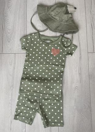 Літній костю carter’s, шляпа h&m в подарунок