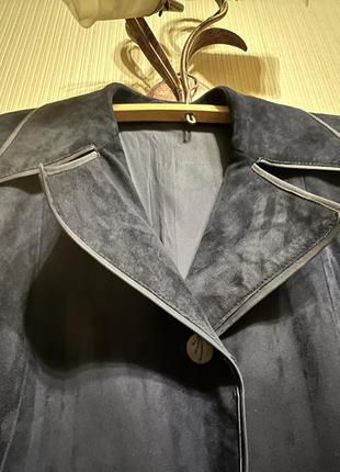 Пальто натуральная замша синего цвета creation ledermann оригинал5 фото