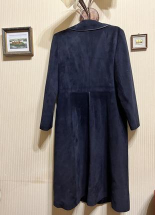 Пальто натуральная замша синего цвета creation ledermann оригинал2 фото