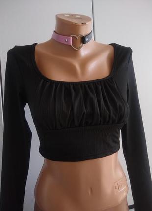 Лонг, топ кроп в рубчик на довгий рукав 🖤