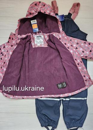 Lupilu комплект грязепруф  на флісі 122/128 р на дівчинку куртка полукомбинезон дощовик дождевик на девочку2 фото