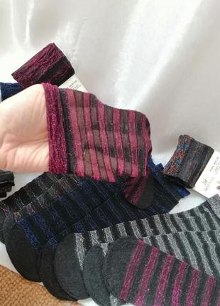 Трендові напівпрозорі шкарпетки в смужку з люрексом4 фото