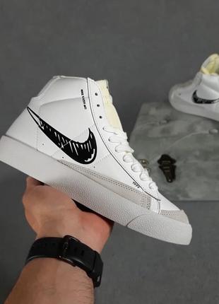 Nike blazer mid 77 white black4 фото