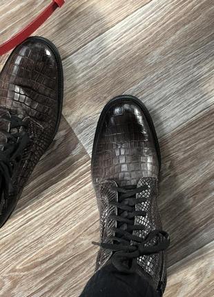 Кожаные ботинки под крокодила nelson 41-42 размер премиум бренд 😍1 фото
